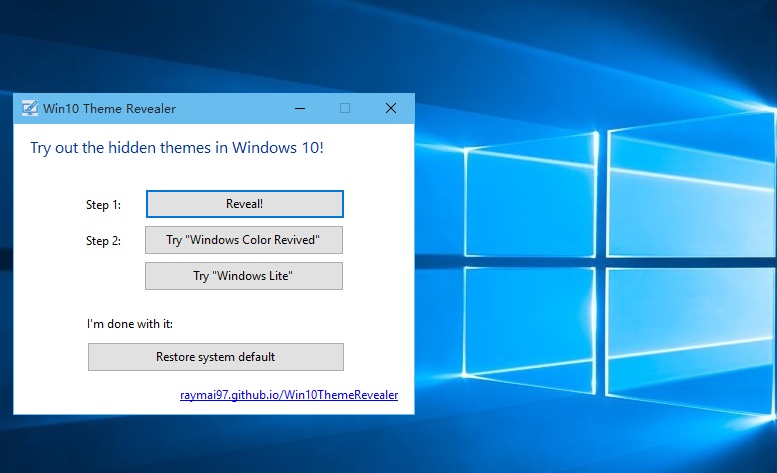 Win10 Theme Revealer，Win10窗口标题栏颜色，Win10主题颜色