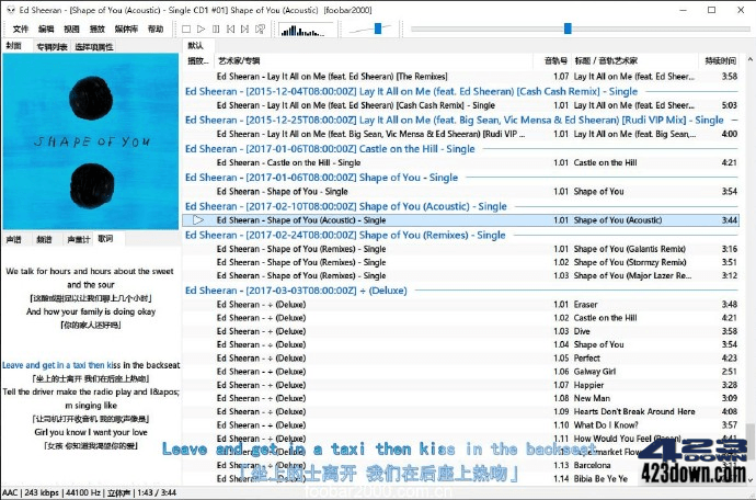 高品质音频播放器Foobar2000 1.6.11 汉化版