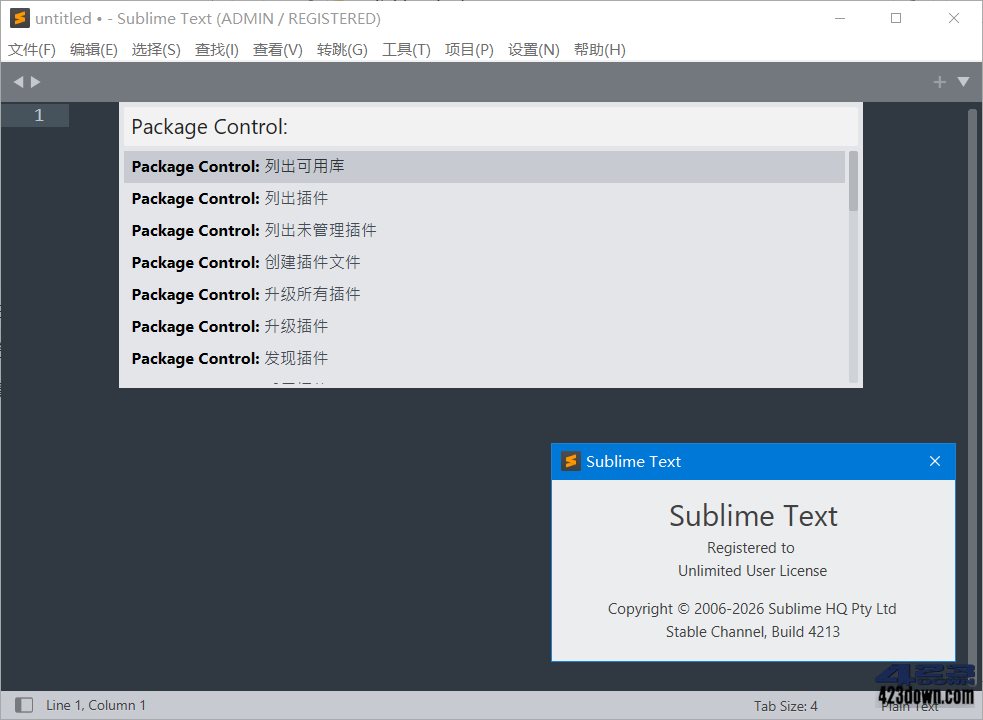 Sublime Text 中文插件容器界面